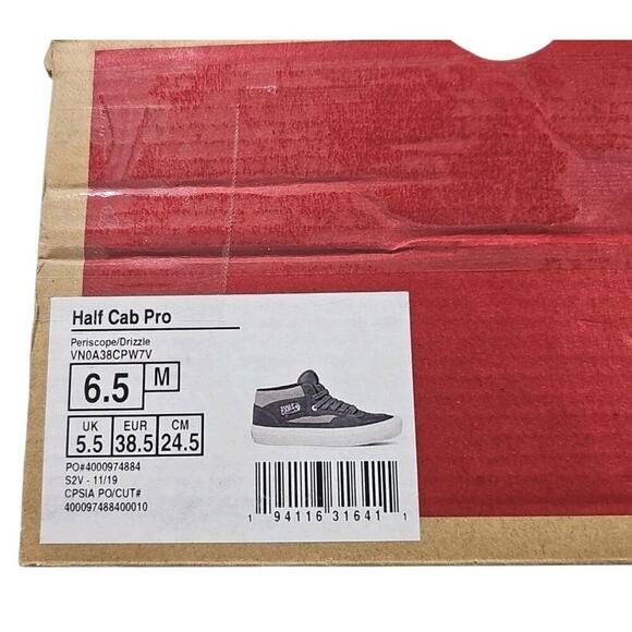 VANS ~Woman 8; Men\'s 6.5~ Half Cab Pro Periscope/Drizzle Grey White Sneakers NEW main image 10